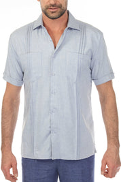 Men's Classic Two Pocket Guayamisa Shirt with Pleating