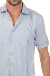 Men's Classic Two Pocket Guayamisa Shirt with Pleating