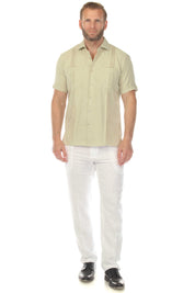 Men's Classic Two Pocket Guayamisa Shirt with Pleating