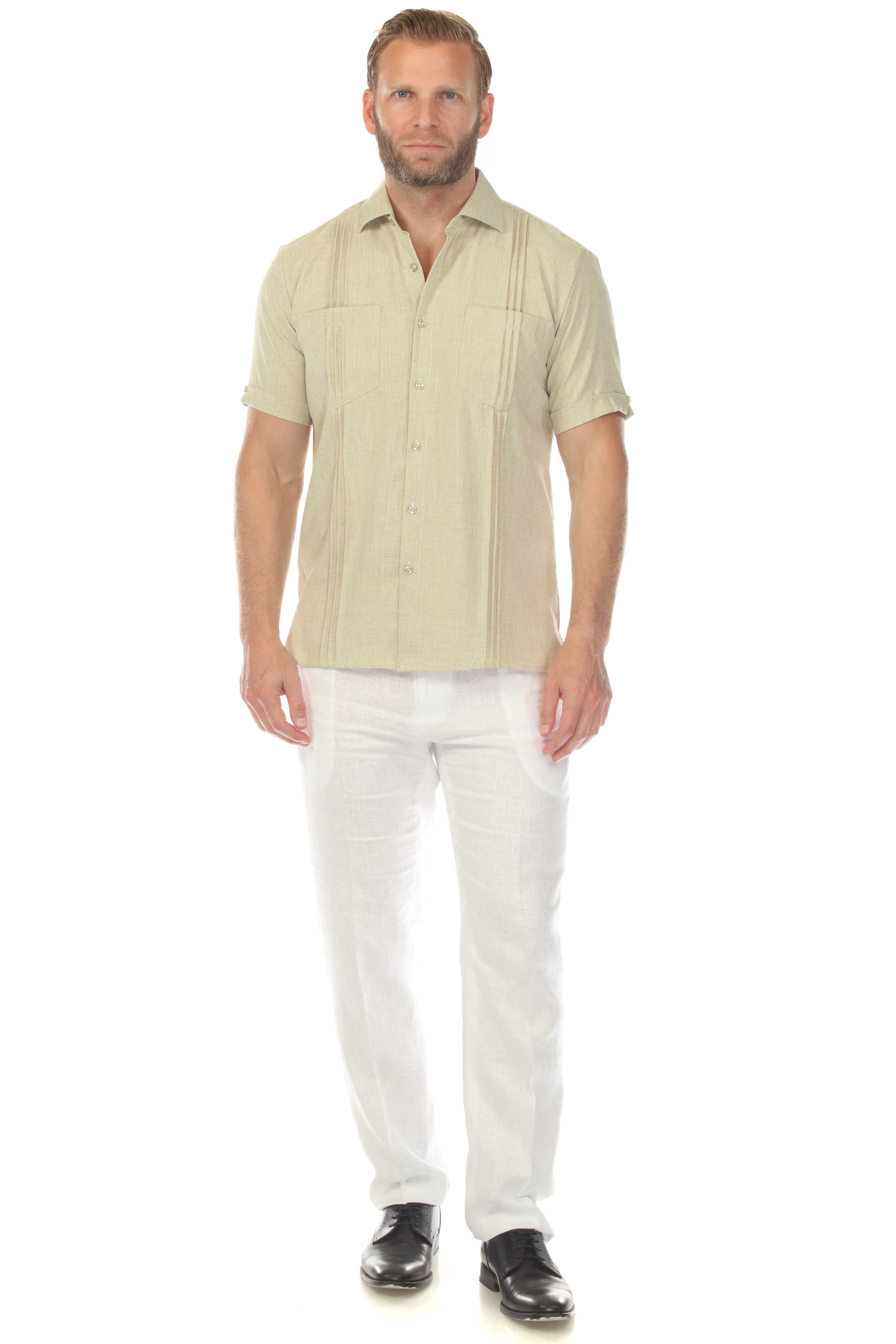 Men's Classic Two Pocket Guayamisa Shirt with Pleating