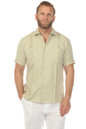 Men's Classic Two Pocket Guayamisa Shirt with Pleating