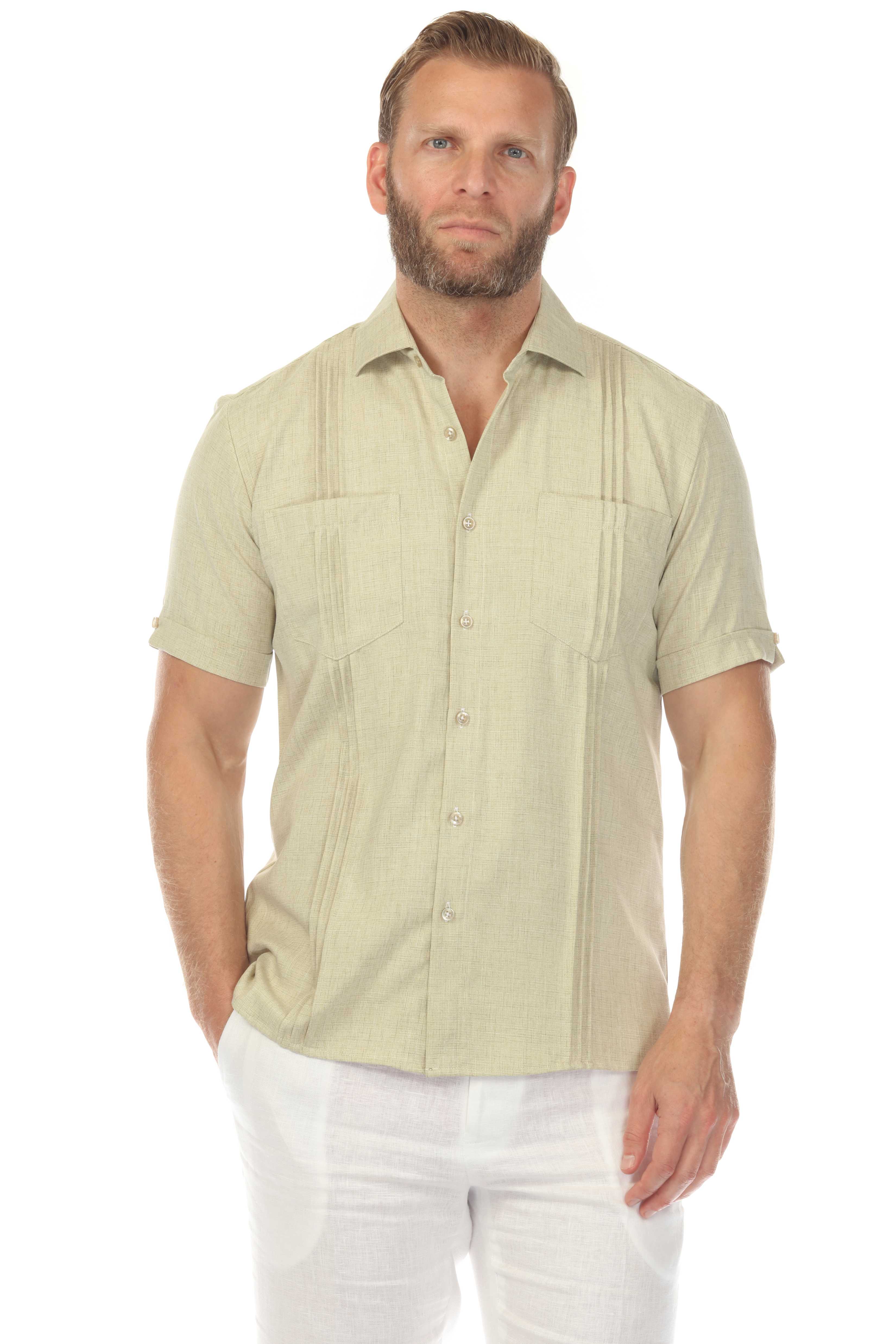Men's Classic Two Pocket Guayamisa Shirt with Pleating