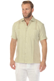 Men's Classic Two Pocket Guayamisa Shirt with Pleating