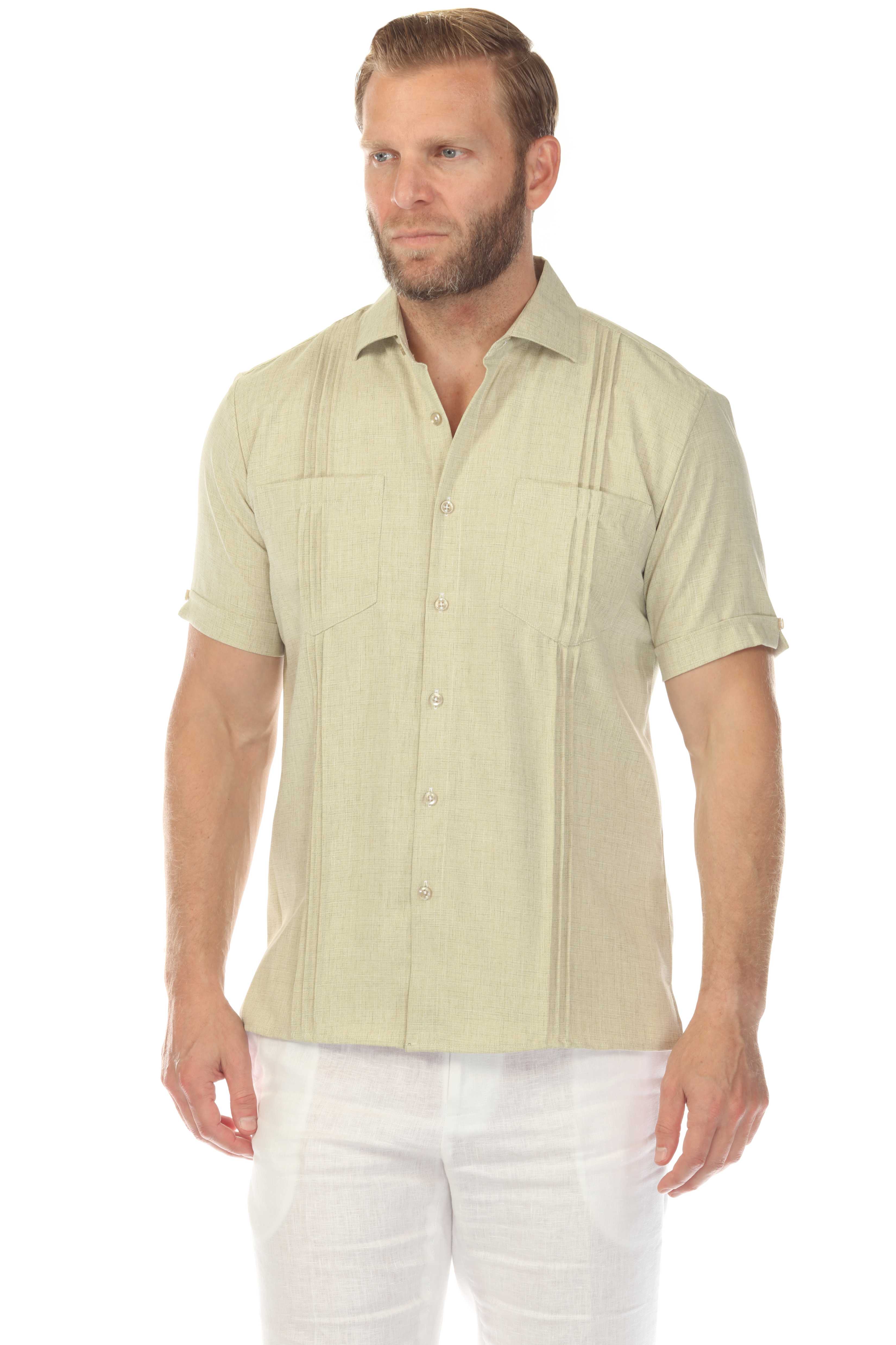 Men's Classic Two Pocket Guayamisa Shirt with Pleating