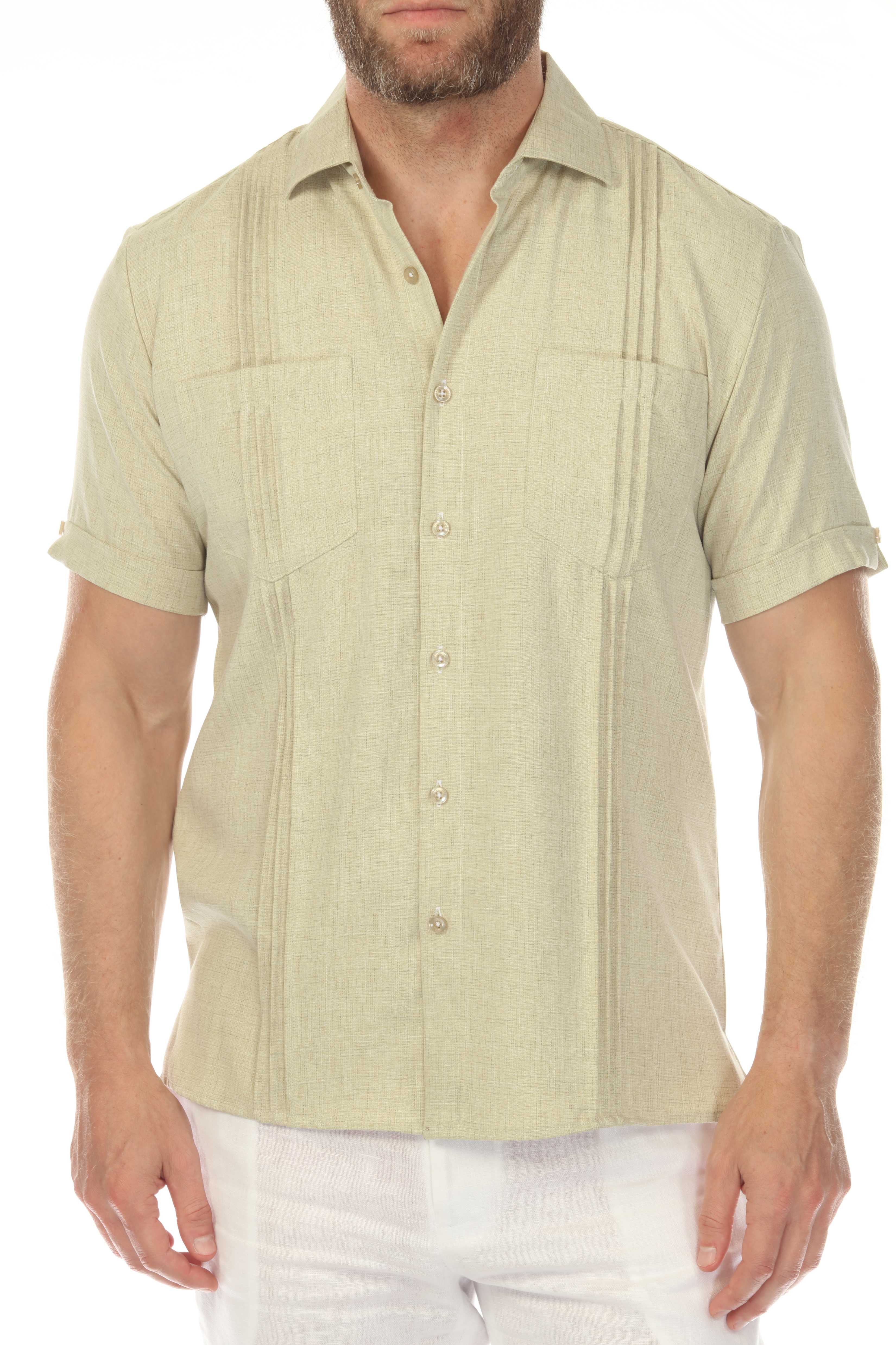Men's Classic Two Pocket Guayamisa Shirt with Pleating