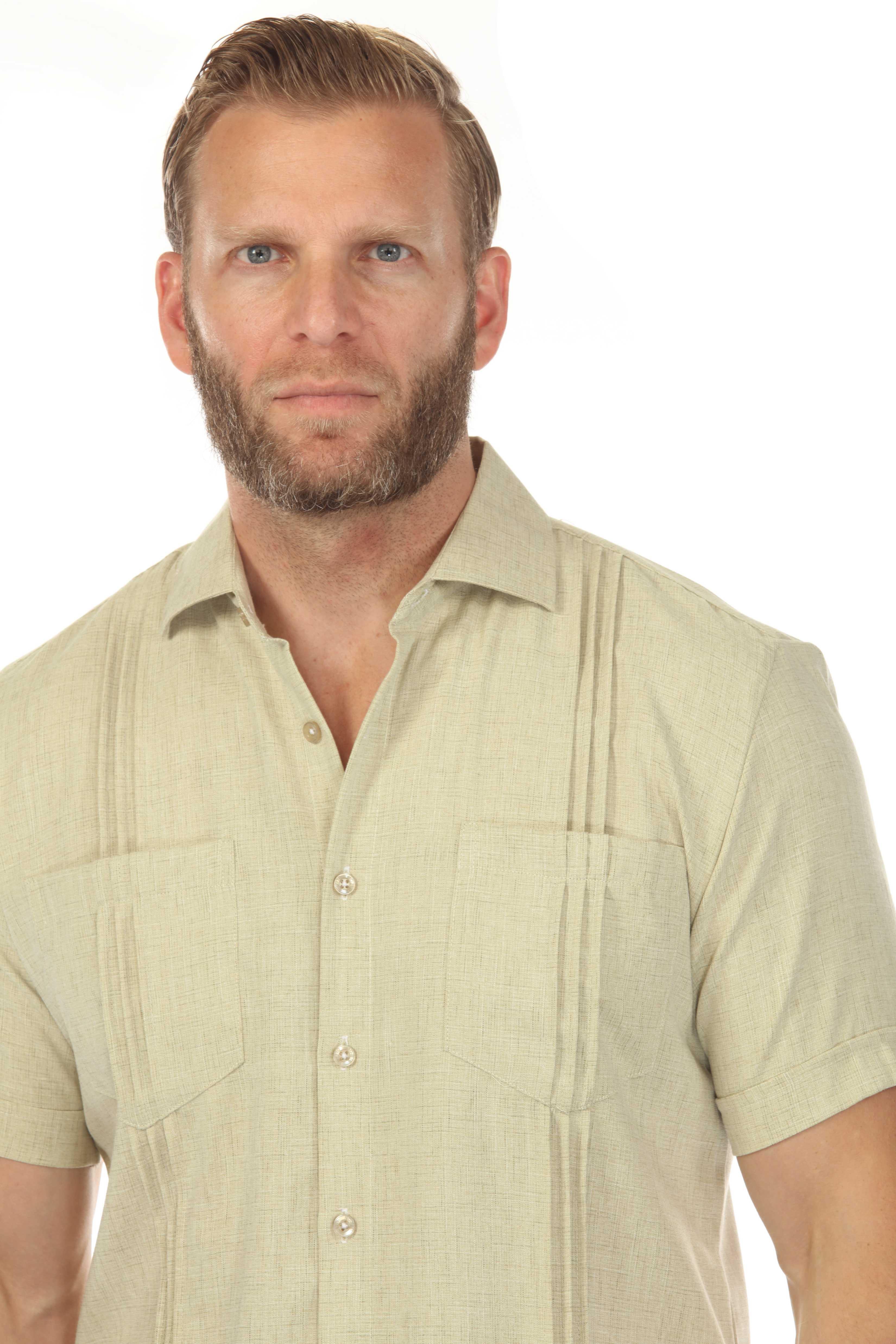 Men's Classic Two Pocket Guayamisa Shirt with Pleating