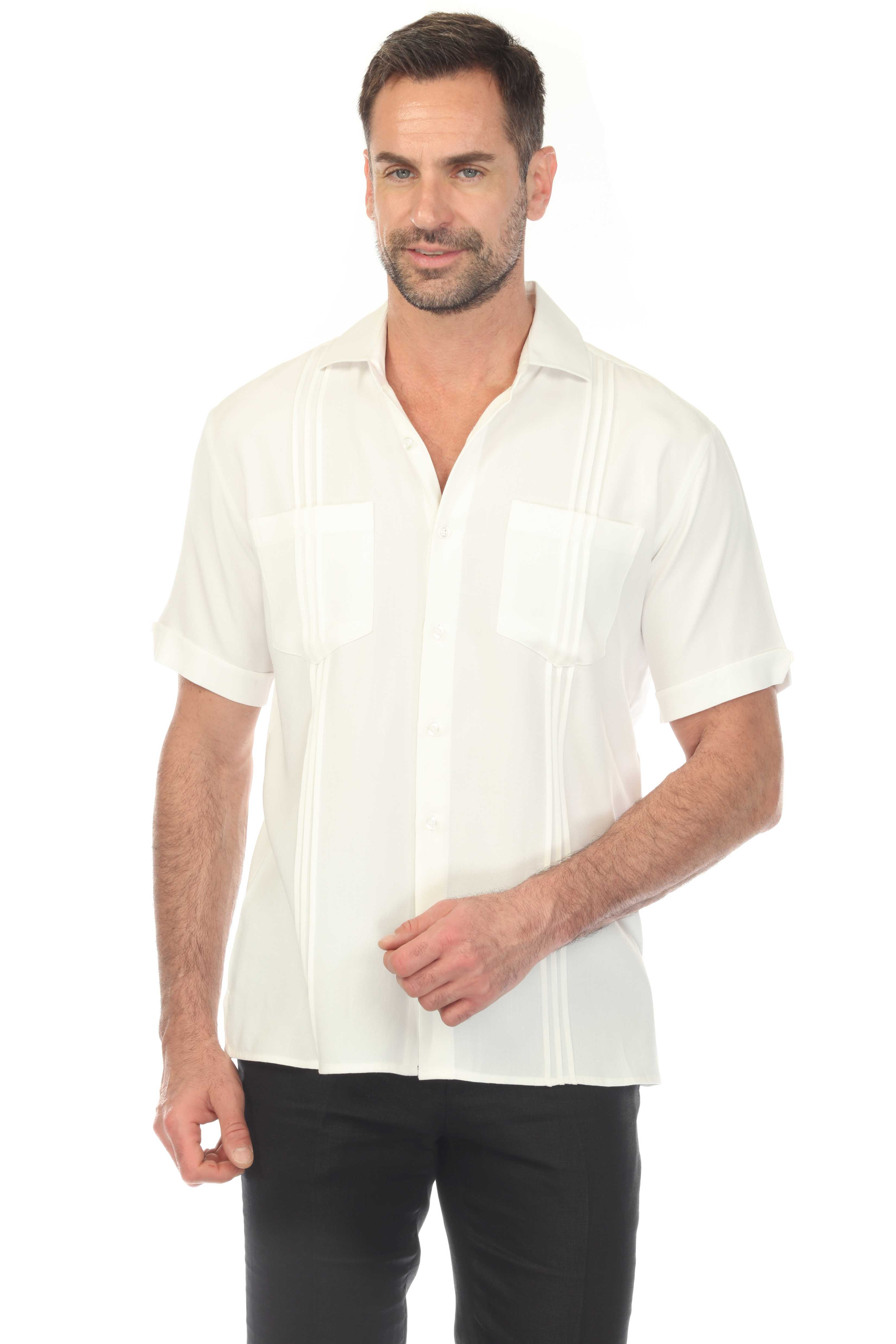 Men's Classic Two Pocket Guayamisa Shirt with Pleating