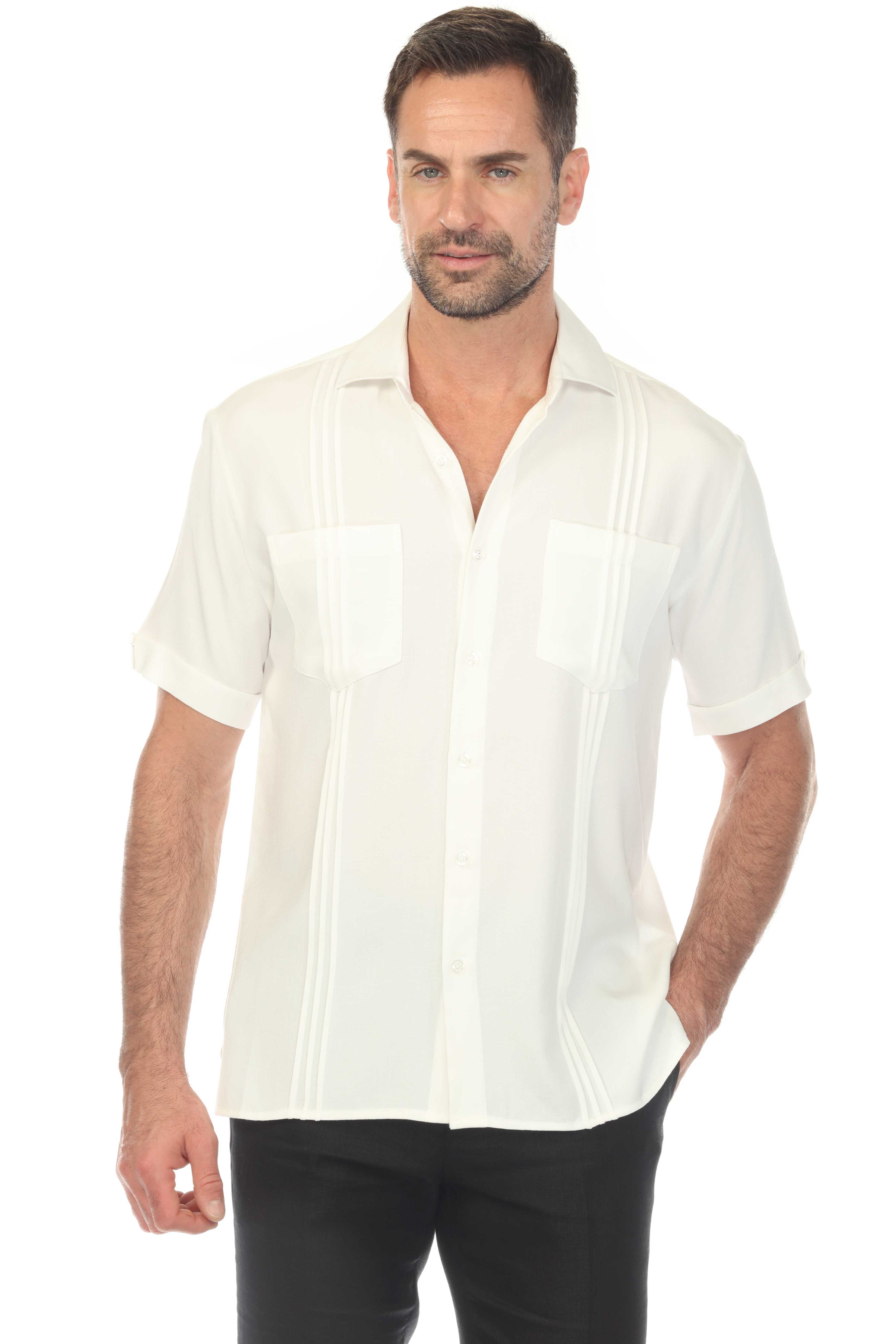 Men's Classic Two Pocket Guayamisa Shirt with Pleating