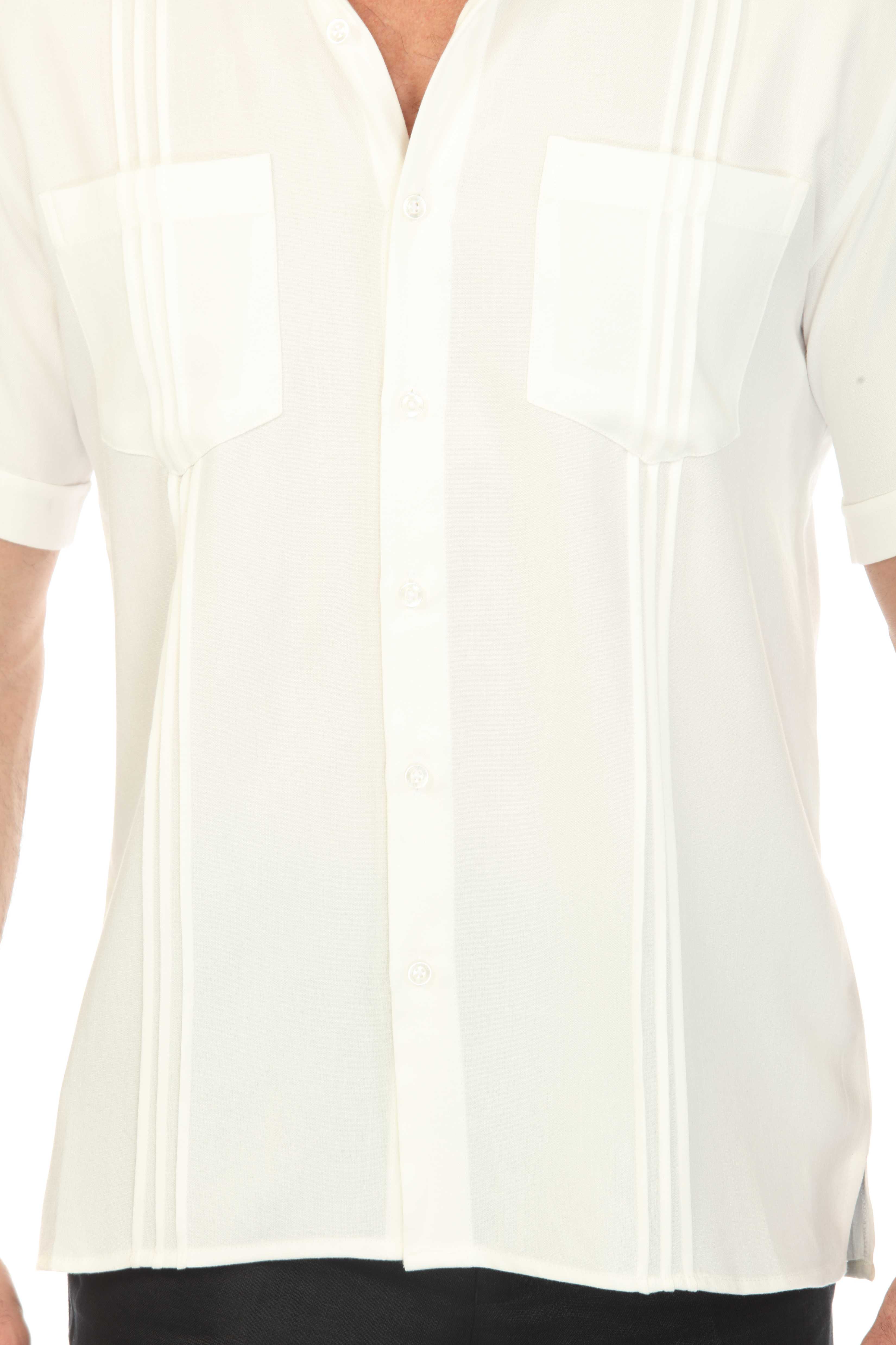 Men's Classic Two Pocket Guayamisa Shirt with Pleating