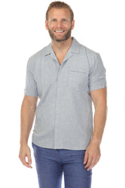 Men's Classic One Pocket Retro Cuban Shirt with Pleating