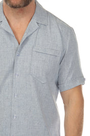 Men's Classic One Pocket Retro Cuban Shirt with Pleating