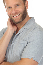 Men's Classic One Pocket Retro Cuban Shirt with Pleating