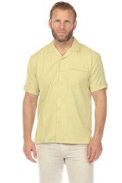 Men's Classic One Pocket Retro Cuban Shirt with Pleating