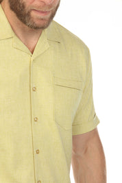 Men's Classic One Pocket Retro Cuban Shirt with Pleating