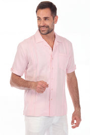 Retro Cuban Shirt with Pleating Classic One Pocket Short Sleeve