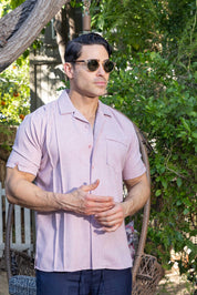Men's Classic One Pocket Retro Cuban Shirt with Pleating