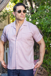 Men's Classic One Pocket Retro Cuban Shirt with Pleating