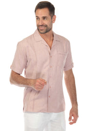 Men's Classic One Pocket Retro Cuban Shirt with Pleating