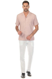 Men's Classic One Pocket Retro Cuban Shirt with Pleating