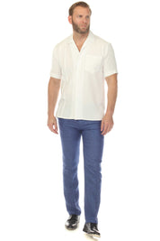 Men's Classic One Pocket Retro Cuban Shirt with Pleating