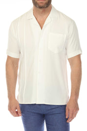 Men's Classic One Pocket Retro Cuban Shirt with Pleating