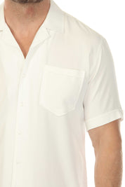 Men's Classic One Pocket Retro Cuban Shirt with Pleating