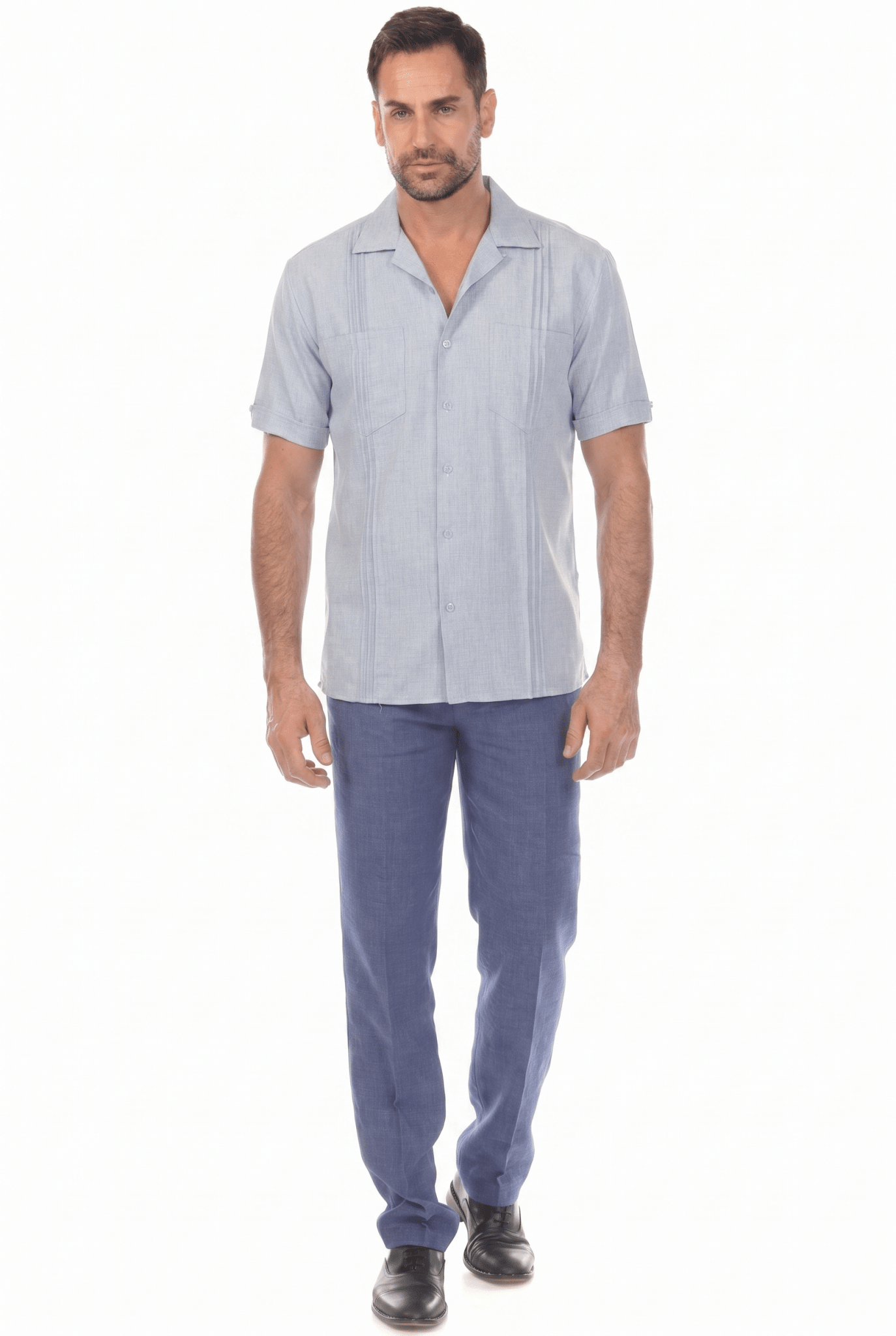 Camisa Guayamisa Clásica de Dos Bolsillos con Cuello Camp