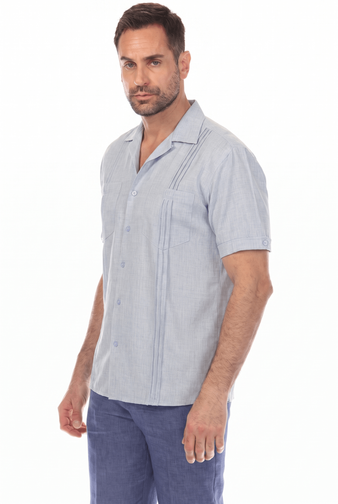 Camisa Guayamisa Clásica de Dos Bolsillos con Cuello Camp
