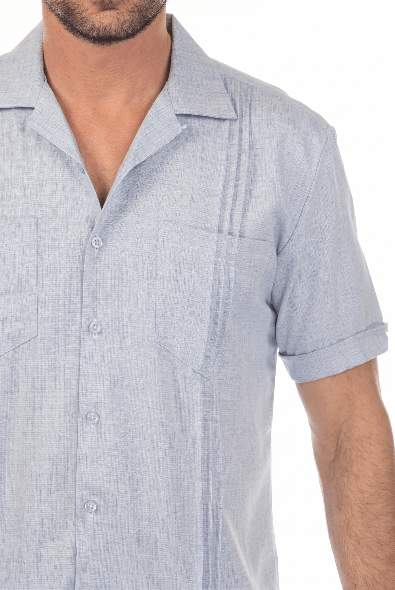 Camisa Guayamisa Clásica de Dos Bolsillos con Cuello Camp