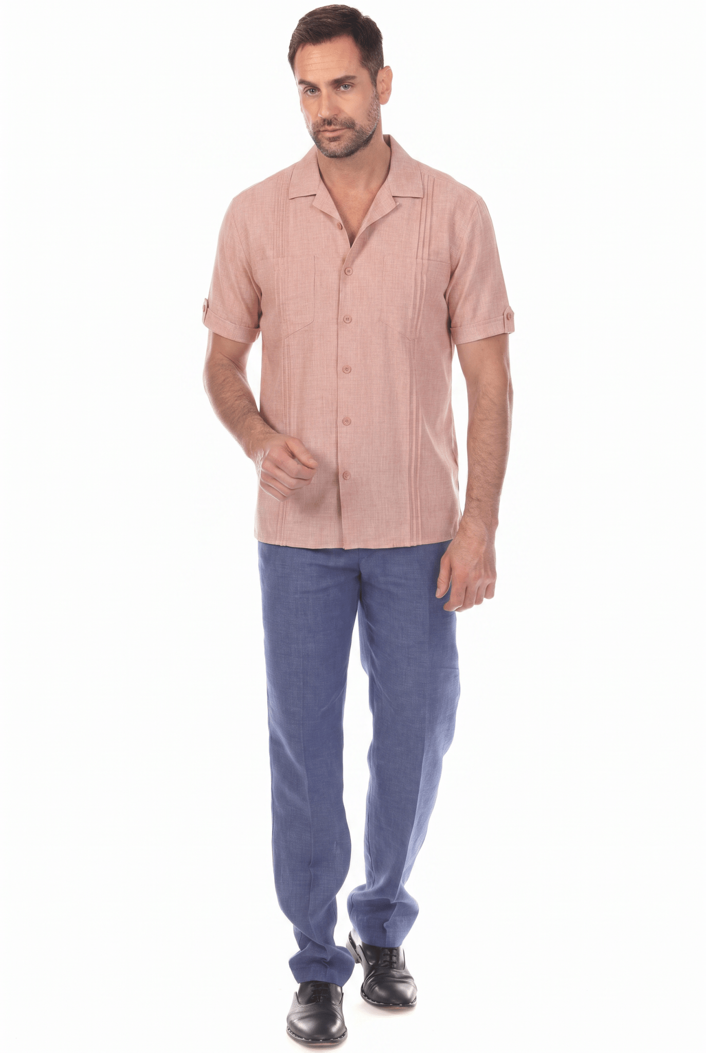 Camisa Guayamisa Clásica de Dos Bolsillos con Cuello Camp