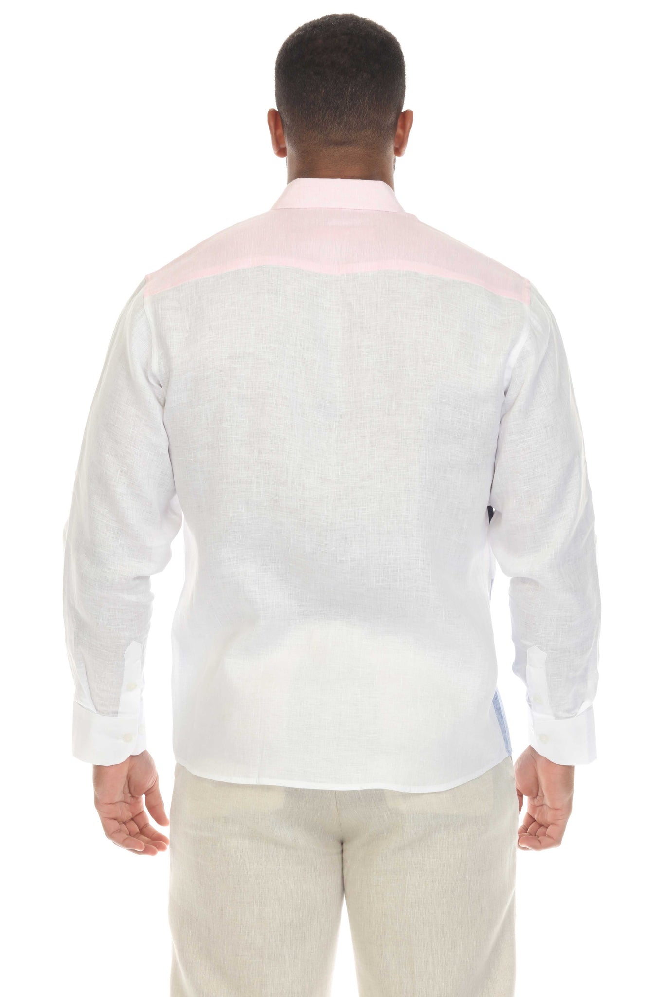 Slim Fit Casual 100% Linen Shirt Long Sleeve Multi Color Block Design