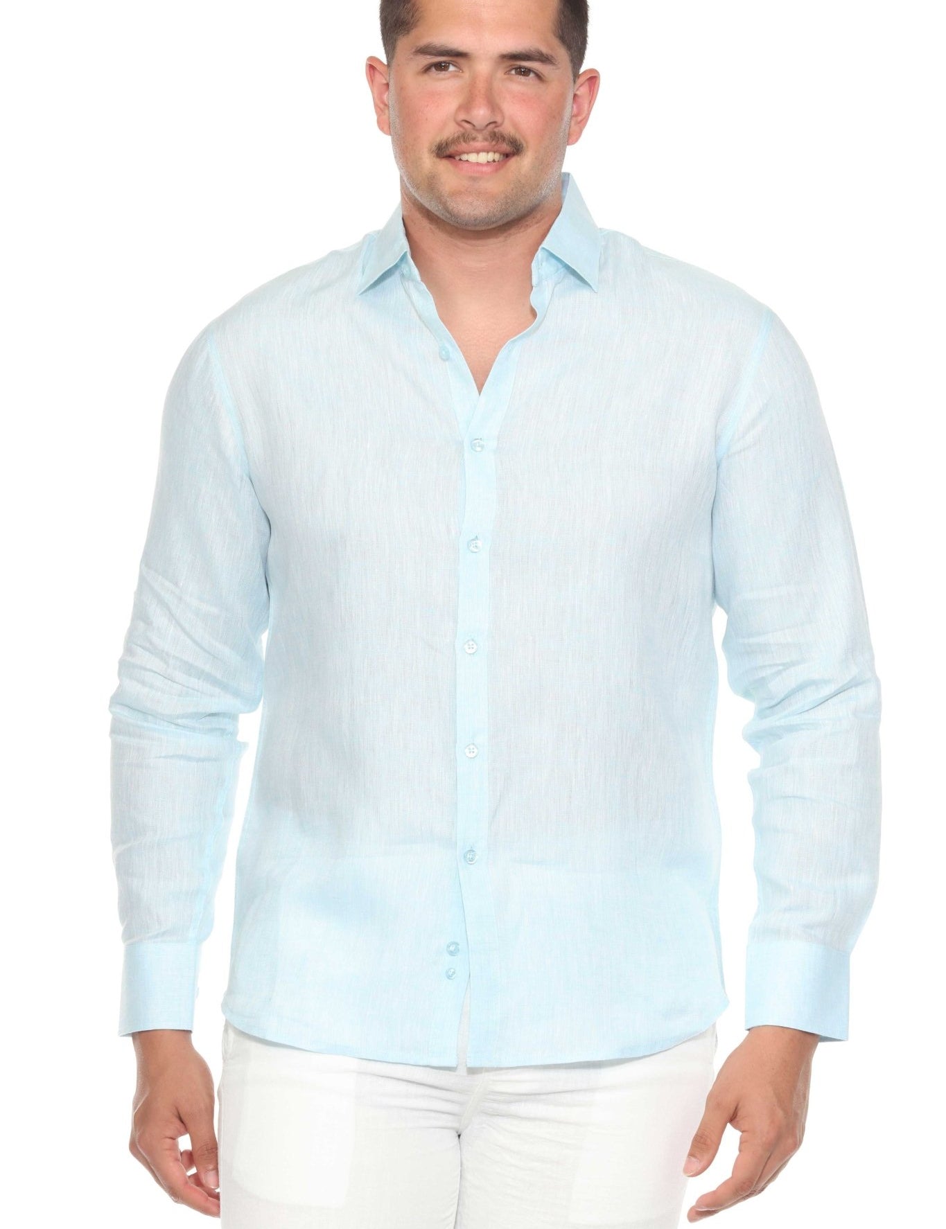 Men's 100% Linen Long Sleeve Button-Down Shirt