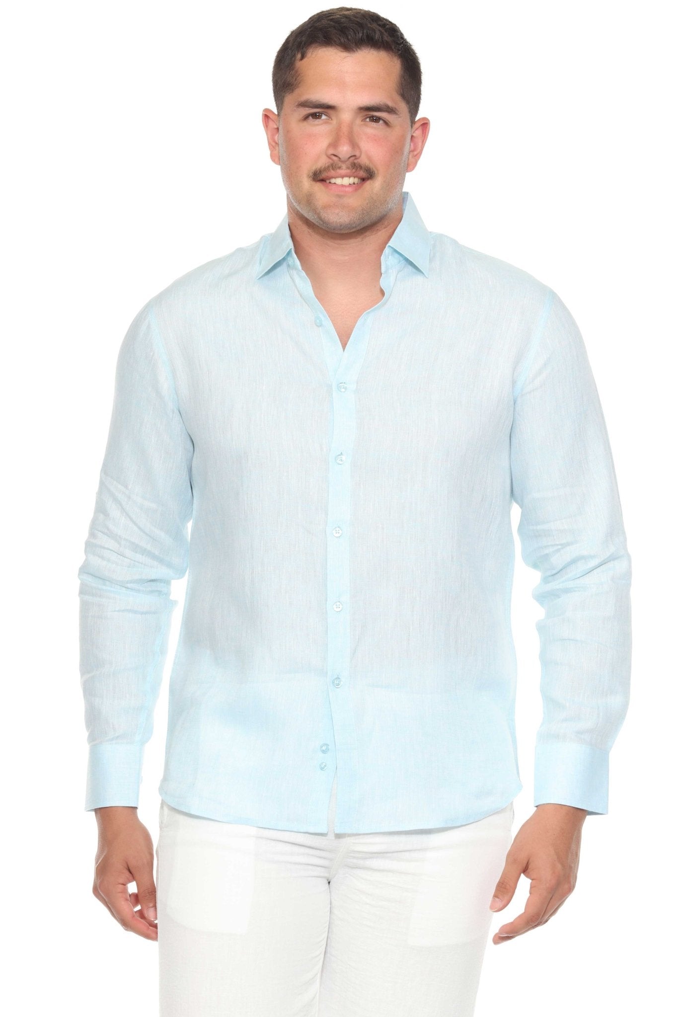 Men's 100% Linen Long Sleeve Button-Down Shirt