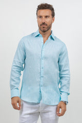 Camisa abotonada de manga larga 100% lino