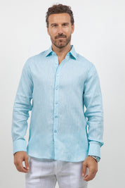 Camisa abotonada de manga larga 100% lino