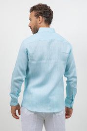 Camisa abotonada de manga larga 100% lino
