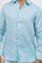 Camisa abotonada de manga larga 100% lino