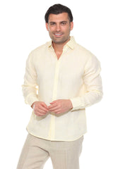 Men's 100% Linen Long Sleeve Button-Down Shirt