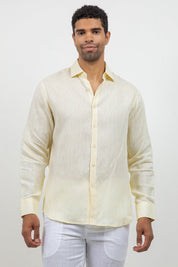 Camisa abotonada de manga larga 100% lino