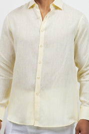 Camisa abotonada de manga larga 100% lino