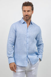 Camisa abotonada de manga larga 100% lino