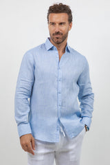 Camisa abotonada de manga larga 100% lino