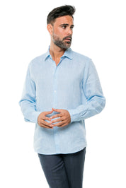 Mojito Men's 100% Linen Long Sleeve Button-Down Shirt