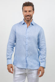 Camisa abotonada de manga larga 100% lino