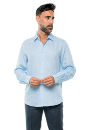 Mojito Men's 100% Linen Long Sleeve Button-Down Shirt