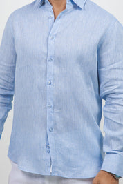 Camisa abotonada de manga larga 100% lino