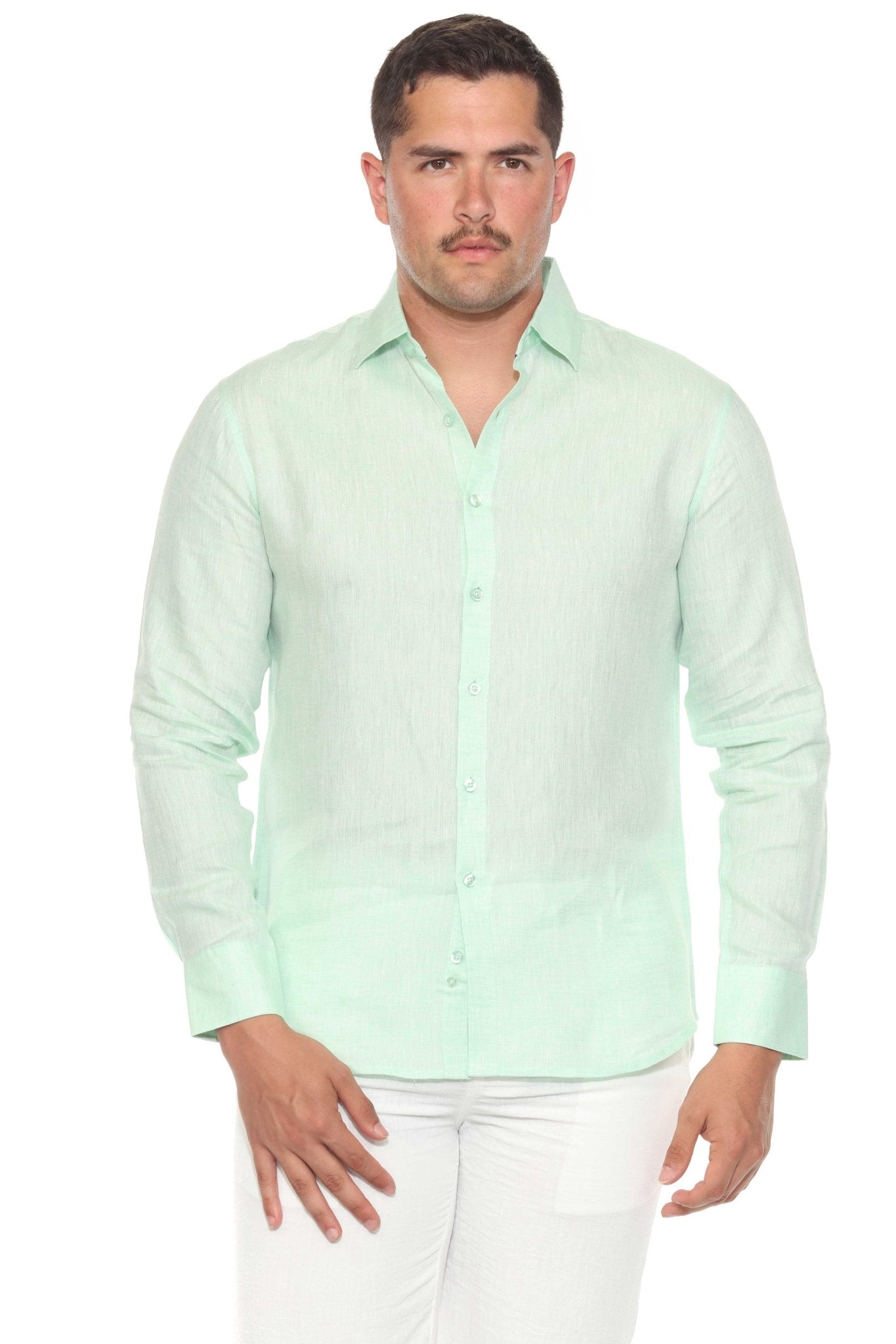 Men's 100% Linen Long Sleeve Button-Down Shirt