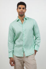 Camisa abotonada de manga larga 100% lino
