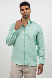 Camisa abotonada de manga larga 100% lino