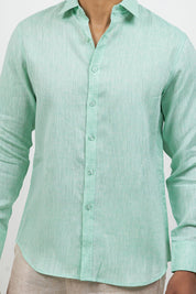 Camisa abotonada de manga larga 100% lino